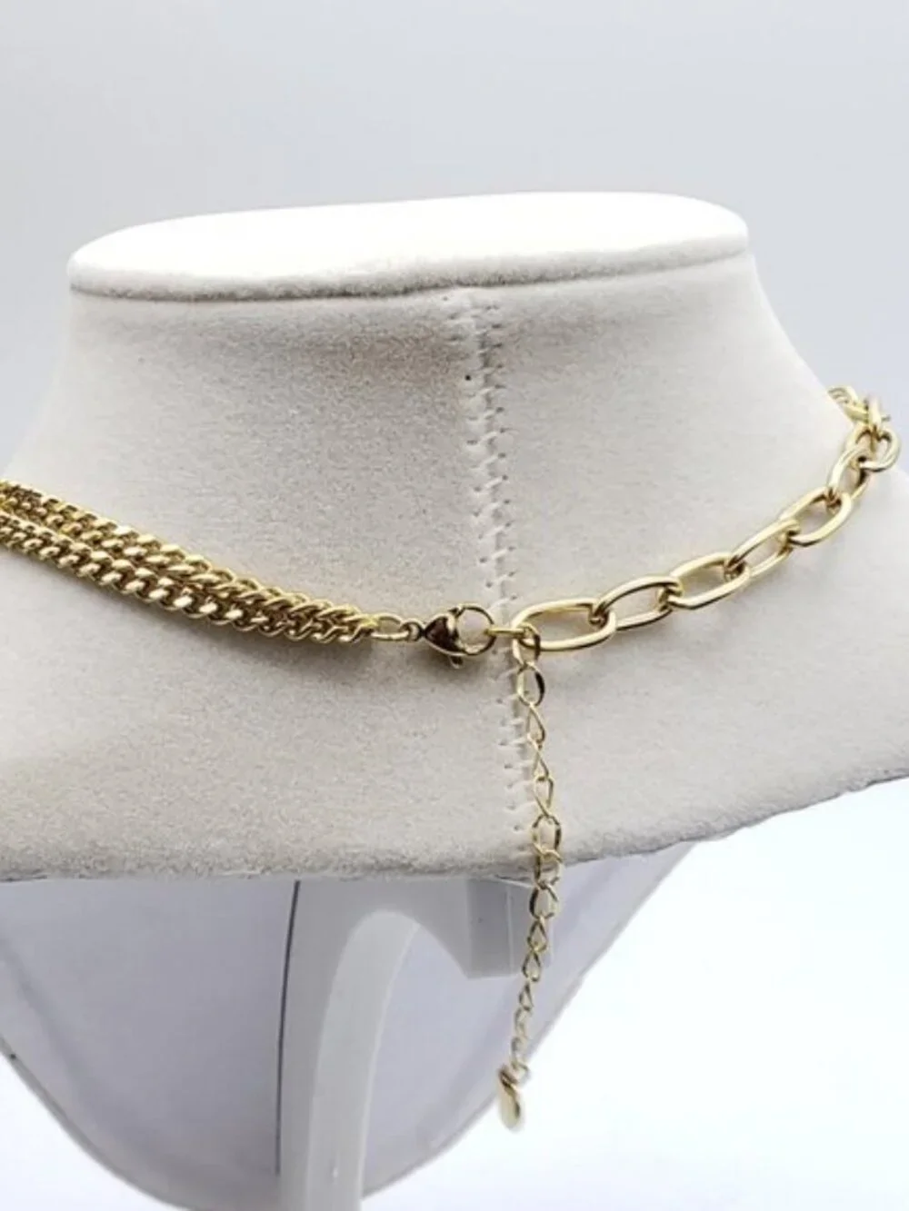 Stainless Steel Gold-Plated Necklace with Authentic Louis Vuitton Padlock